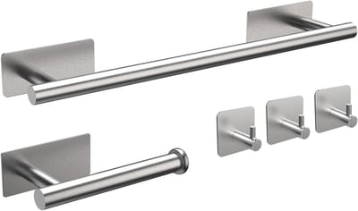 5Pcs Badkamer Hardware Set Bad Accessoire Kit Handdoek Rail Wandhaken Toiletrolhouder Wandmontage en Handdoek Haken M34452A