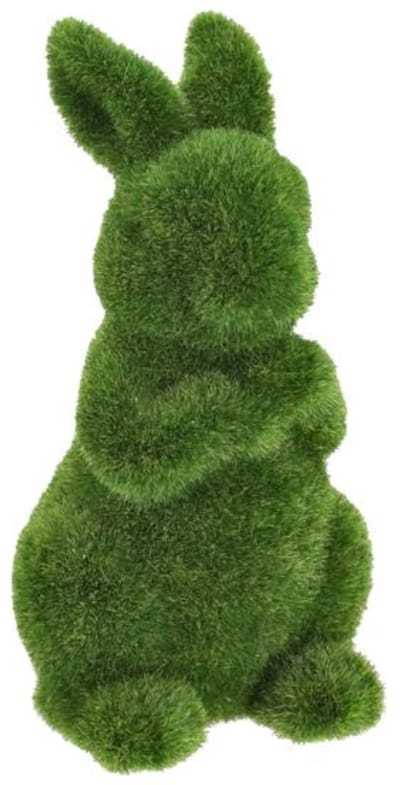 Decoratie beeld paashaas / konijn - staand - groen - kunst mos - 12 cm - paasdecoratie