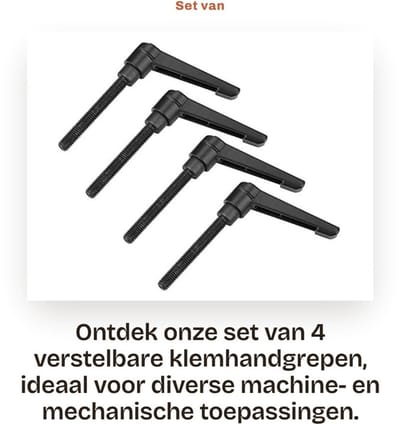 Dailygoods- Klemhendels Set van 4 - Verstelbare Machinehendels - M8 Draad - Roestvrij Staal - Antislip - Hoogwaardige Afwerking
