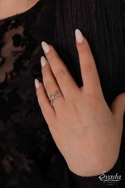 925 Sterling Zilver EVADA Jewelry Verstelbare Kruis Ring - Open Dames Ring - Minimalistisch - Handgemaakt