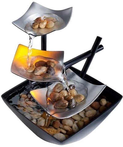 Dailygoods- Tafelblad - Decoratieve Fontein - LED Licht - 3-Laags Ontwerp - Automatische Pomp - Binnen Decoratie - Vermindert Stress