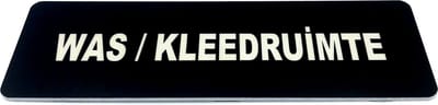 Deurbordje met tekst Was / kleedruimte - 150 x 50 mm (incl. dubbelzijdige tape) - zwart / wit | Geborstelde RVS-look toplaag | Gratis Verzending