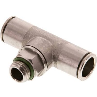 12mm x G1/4'' inline T-stuk Messing Insteekfitting Buitendraad Draaibaar FKM