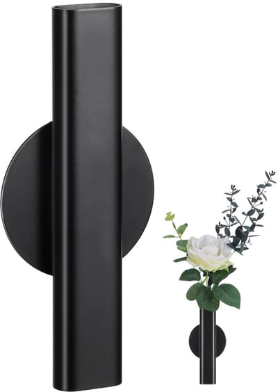 Vaas van metaal, kleine wandbloembuis om op te plakken, wanddecoratie voor bloemstukken en stekken, zwarte wandbloembak voor slaapkamer en keuken