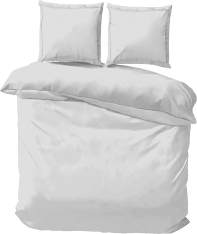 iSleep Satijn Katoen Dekbedovertrek Uni - Eenpersoons - 140x200/220 cm - Zilver