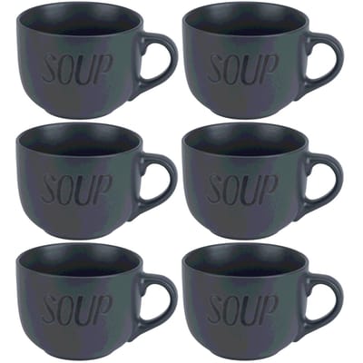 Cosy & trendy soepkommen - 12x - donkergrijs - 11 cm - 510 ml - soepbeker - kommetje - schaaltje
