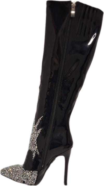 RUON-EROTISCH HOGE LAKLAARS MET MARCESITE-NAALDHAK-BLACK-37