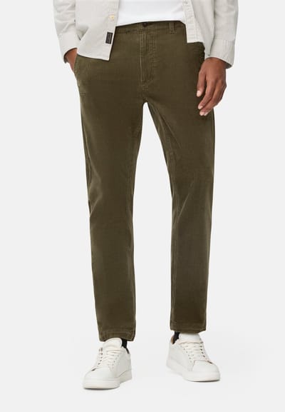 camel active Regular fit chino broek van corduroy - Maat menswear-35/30 - Bosgroen