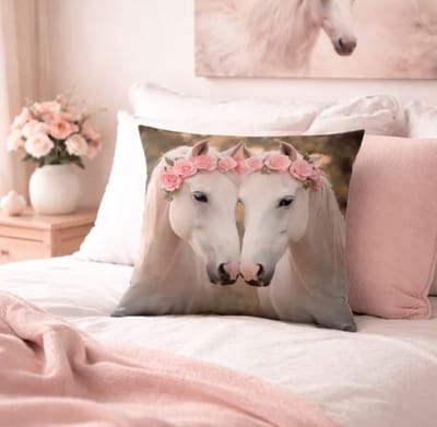Rose Meadow Collection Kussenhoes - Wit Paard - 45x45 cm