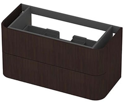 INK - Afgeronde Onderkast Fineer 2 Laden Softclose Tbv Grepen - 1000x450x520 Mm - Dark Veneer