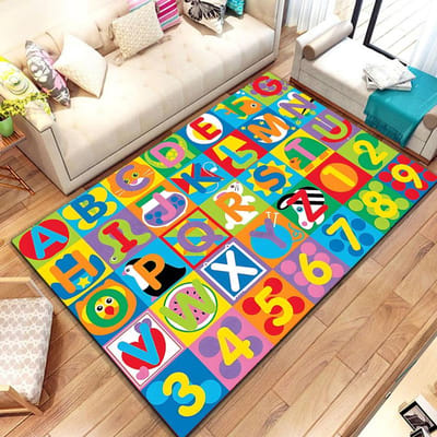 ABC Cartoon Alfabet Kinderen Kruipen Kinderen Speelkamer Vroegschoolse Educatie Gebiedskleed, Tapijt voor Woonkamer Slaapkamer Bank, speelmatten 40x60cm