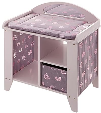 Poppen commode - Aankleedtafel poppen - Poppen verzorgen - Met spiegel - 57 x 52 x 34 cm - Roze