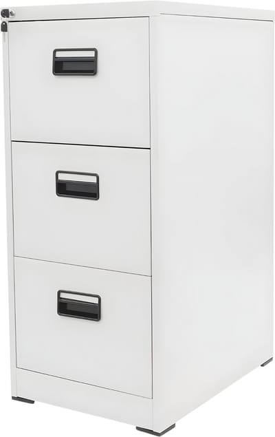 Archiefkast - Opberkast - Kantoorkast - Voor kantoor en thuis - Met 3 laden - Wit
