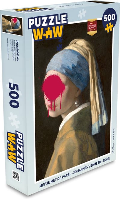 Puzzel Meisje met de parel - Johannes Vermeer - Roze - Legpuzzel - Puzzel 500 stukjes
