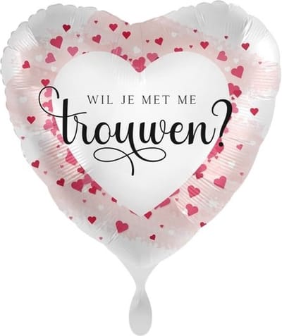 Folieballon Wil je met me trouwen? - hart vorm - huwelijks aanzoek