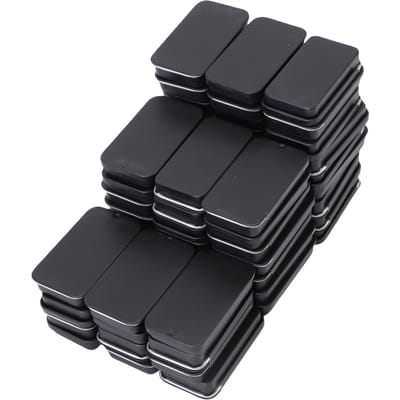 60 Pièces Petites Boîtes en Fer Blanc Boîte Coulissante Rectangulaire Contenants en Fer Blanc Pour Bonbons Bijoux Artisanat Stockage Baume à Lèvres Boîtes en Fer Blanc Noires Petites