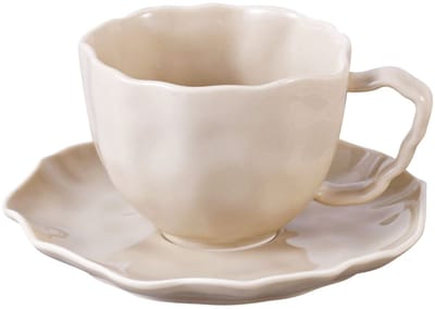 Bricard Angles Espressoset - 12-delig - Taupe - 125ml - Porselein - Kleine Koffiekopjes