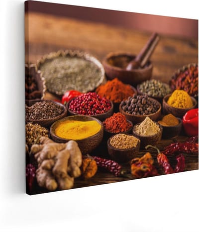 Artaza Canvas Schilderij Specerijen - 50x40 cm - Schilderij Keuken Kruiden - Muurdecoratie Keuken - Kamer Accessoires