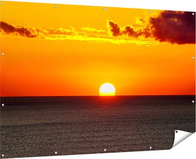 Gards Tuinposter Oranje Zonsondergang in de Oceaan - 180x120 cm - Tuindoek - Tuindecoratie - Wanddecoratie buiten - Tuinschilderij