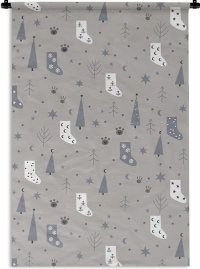 Wandkleed - Wanddoek - Sokken - Patronen - Kerst - 60x90 cm - Wandtapijt