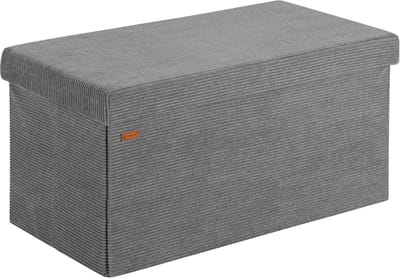Zitbank met Opbergruimte Beige Ripstof en Twee Opbergboxen