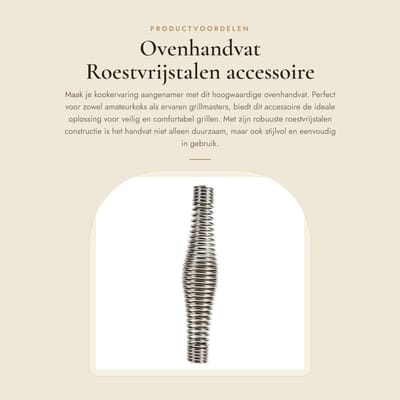 Allecto - Ovenhandvat - Roestvrijstalen accessoire - Ergonomisch ontwerp - 14 cm - Veergrepen voor grillen - Geschikt voor ovengrill - Handgreep ve...