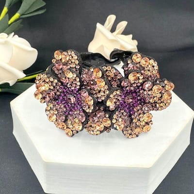 1 st Strass Bloem Haar Klauw Clip (Willekeurige strasskleur), Vakantie Outfits Vrouw black