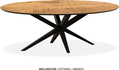 Maxfurn - Ovale eettafel 180x102cm met verjongde rand | Zeer krasvast | Kleur: Mango