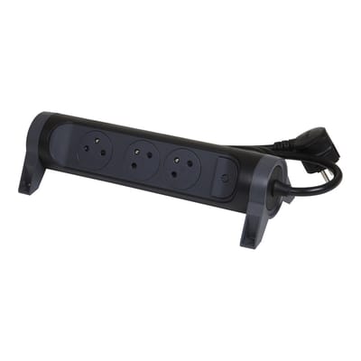 Legrand Premium 3x2P stopcontact met 1,5m snoer - Zwart (Europese Stekkerdoos) - 049445 [5 stuks]