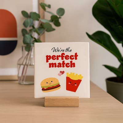 We're the perfect match - Keramische decoratie tegel met tekst - Valentijn