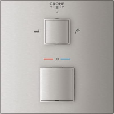 GROHE Grohtherm Cube Thermostatische badkraan - Opbouwdeel - Roestvrijstalen look - 24155DC0