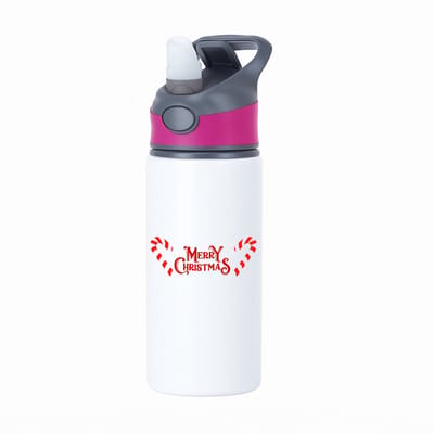 Hacebo® - Kerst merry christmas waterfles met rietje roze - Kerstmis - Kerst beker - winter - kerst - christmas - kerst cadeau - water fles - 650ML