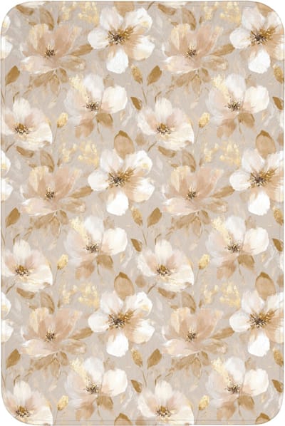 Badmat 60x90 cm - Antislip - Bloemen - artistiek - Goud - Badmatten voor badkamer - Badkamermat - Douchemat - Badkamer mat