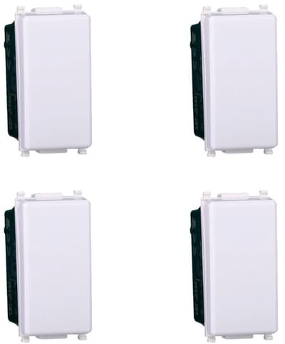 Enkele Pol Knop - Drukknop Schakelaar - Deurintercom Bediening - Normaal Open Contact - 4 Stuks - Wit