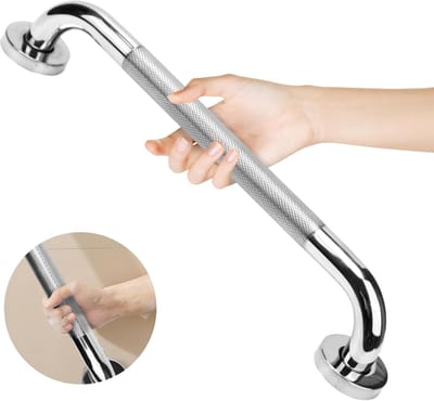 Badkamer Handgreep - Douchegreep Toilet - Veiligheid Thuis - Gekarteld Antislip Oppervlak - 40cm Lengte - Zilver
