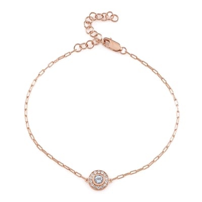 Cavill - Zilveren Armband - 925 Sterling Zilver Roségoud Verguld - Zwitsers Blauwe Topaas 0,225 ct - 14 Zirkonia 0,164 ct - Verstelbaar 19-23 cm