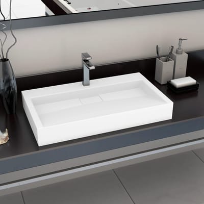 vidaXL - Wastafel - 80x46x11 - cm - mineraal - gegoten/marmer - gegoten - wit