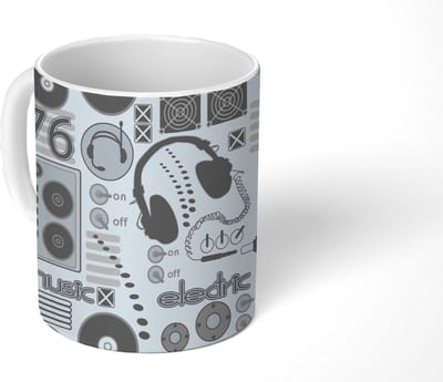 Mok - Koffiemok - DJ - Koptelefoon - Vintage - Tekening - Design - Mokken - 350 ML - Beker - Koffiemokken - Theemok