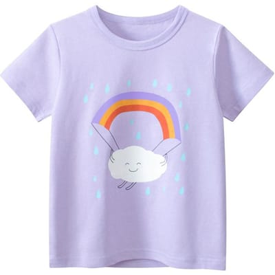 Lente en Zomer Kinderkleding Nieuw Meisjes Korte Mouw T-shirt Babykleding 140cm