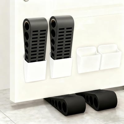 Rubberen Deurstopper Wig - Krasbestendig - 4 Stuks - Geschikt voor alle Vloeren - Voor Balkon, Badkamer, Kinderkamer - Zwart
