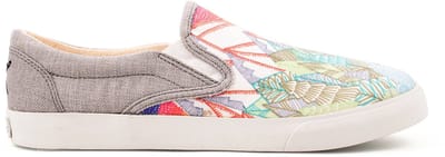 Inkkas Trek dames slip-on sneaker – natuurprint met bergen en dieren – lichtgewicht ademend canvas – handgemaakt en duurzaam, maat 37