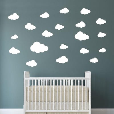 Muursticker wolken babykamer, set met 20 stuks
