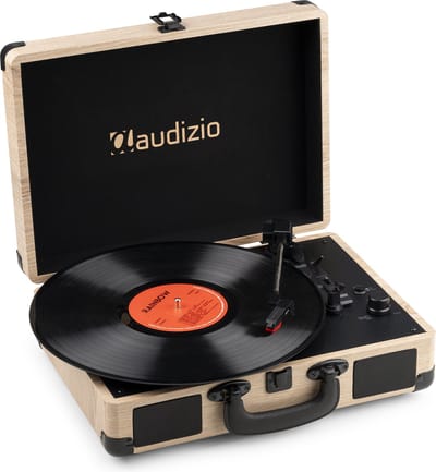 Platenspeler Bluetooth IN/OUT - Audizio RP116LW - 2025 model - Retro platenspeler met speakers - Lichtbruin