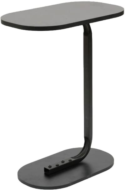 Ceruzo Bijzettafel – Zwart Banktafel – Metaal met Hout – Koffietafel – C Shape – Compact– 45x28x60cm