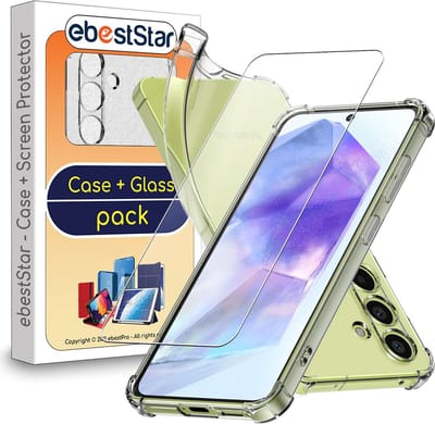 ebestStar - Hoes geschikt voor Samsung Galaxy A35 5G SM-A356B, Silicone Slim Cover Case, Versterkte Hoeken en Randen hoesje, Transparant + Gehard Glas