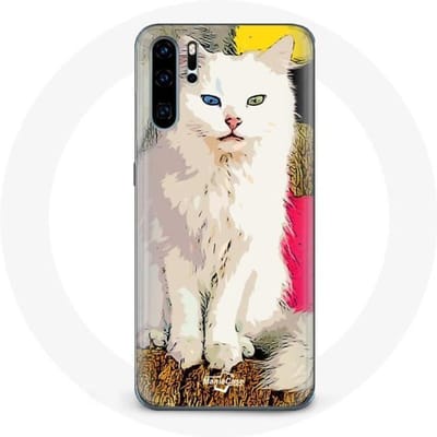 Coque pour Huawei P30 Turc de Van Chat Blanc aux yeux bleu et jaune