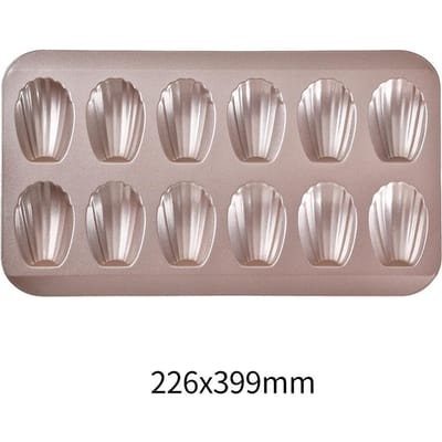Moule à gâteau français en forme de coquillage 12 cavités en acier inoxydable antiadhésif Petite plaque de cuisson à gâteaux Moule à dessert