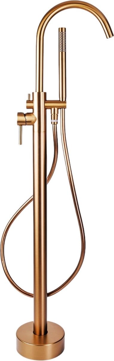 Vrijstaande Badkraan met Handdouche - Vrijstaand Bad Mengkraan Geborsteld Brons Koper - 114 cm