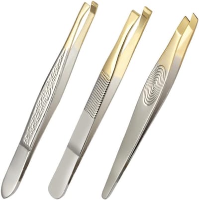 Precisie Pincetset - Gezichtshaar Tools - Nauwkeurig Epileren - Roestvrij Staal - 3 Stuks - Zilverkleurig