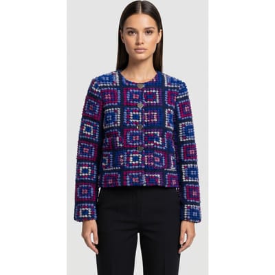 Rich & Royal Bouclé Jacket Midnight Blue Size: XS | Cropped Jackets Outlet | Dames | Blauw